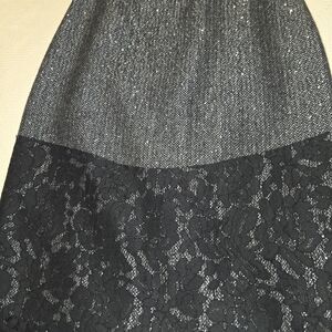 J. Crew Gray and Black Embellished Midi Skirt